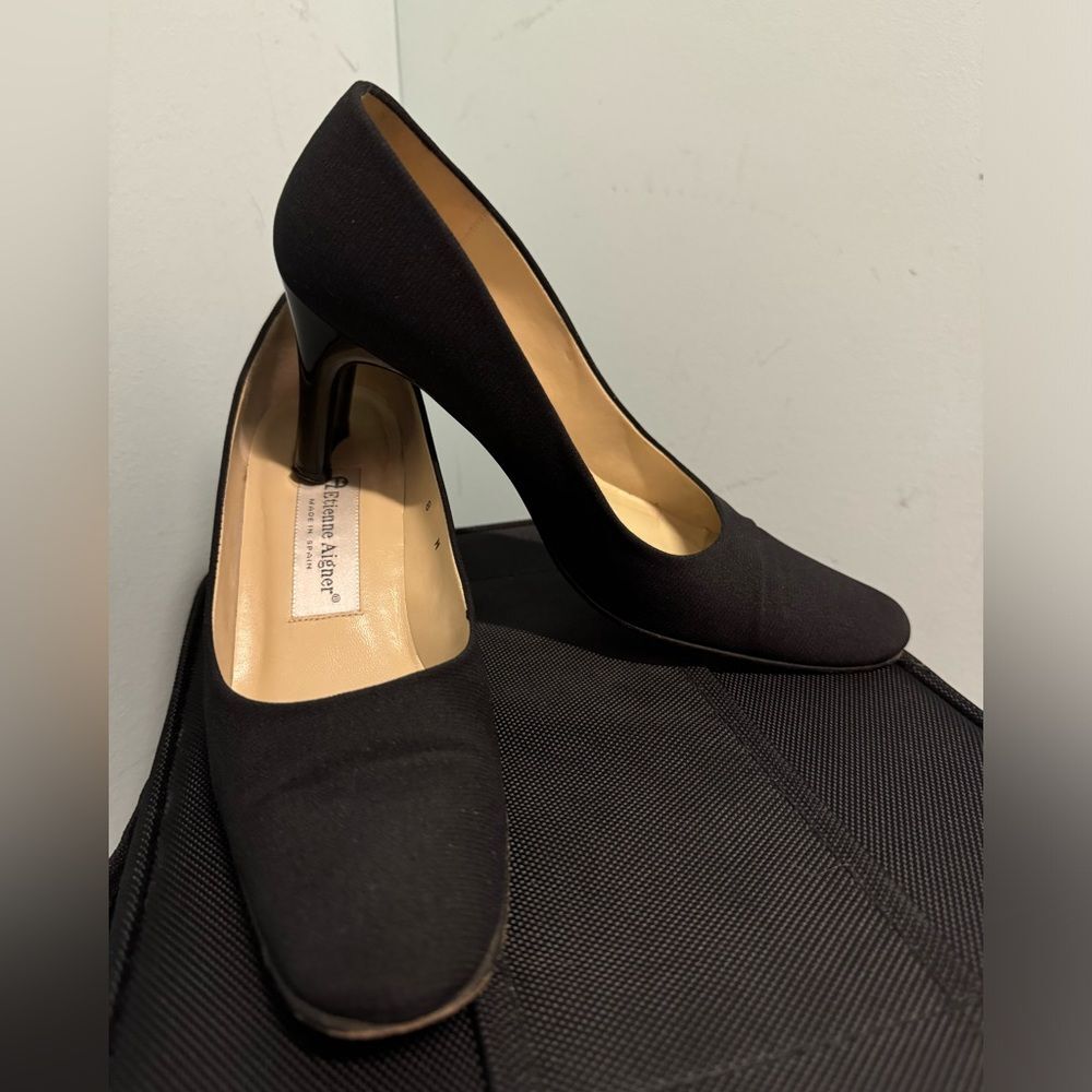 Dreamer Black Square Toe Block Heels – Retro Pumps – Women’s Size 8N